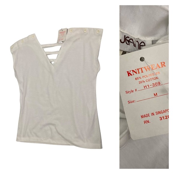 NWT Vintage White Cutout Sleeveless Summer Blouse Top / Medium - Picture 1 of 5